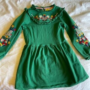 Mini Boden | Dresses | Green Embroidered Long Sleeve Dress | Poshmark